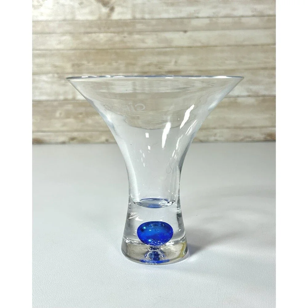 Ciroc Vodka Etched Tapered Cocktail Glass 6 oz Blue Bubble Base 5